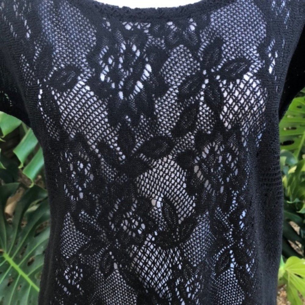 Lucky Brand Ginger Floral Lace Black Top New - Picture 6 of 8